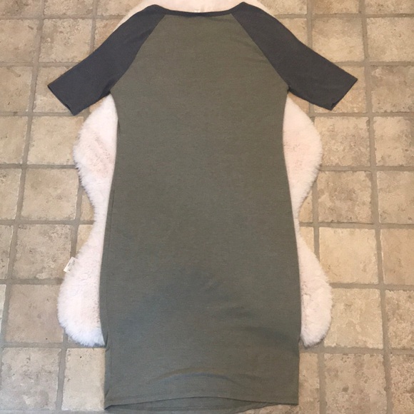 Olive and Charcoal Supersoft Midi Dress Size Large - Picture 2 of 4